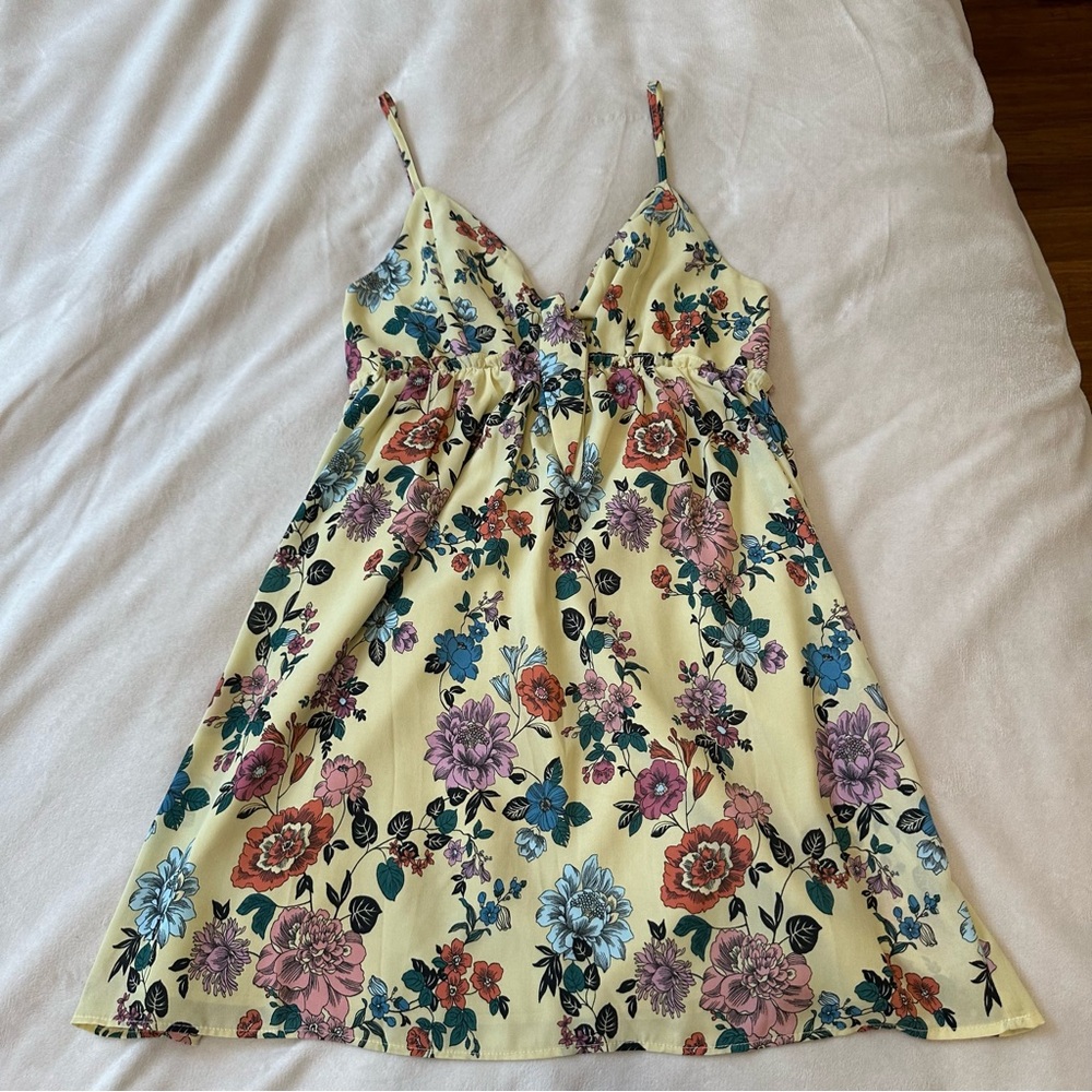 Yellow Floral Mini Dress